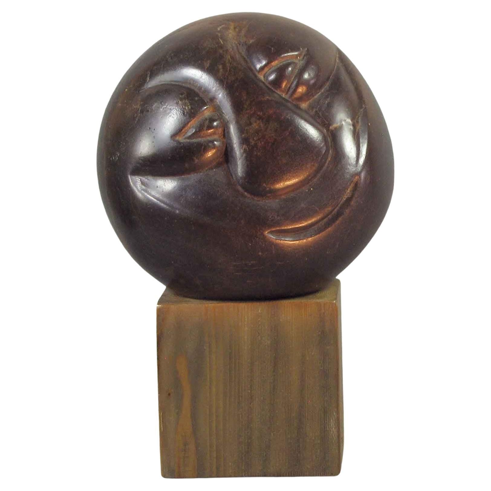 Shona-Kopf-Skulptur geschnitzter Stein Kumberai Mapanda (1940-)  CIRCA 1970 
