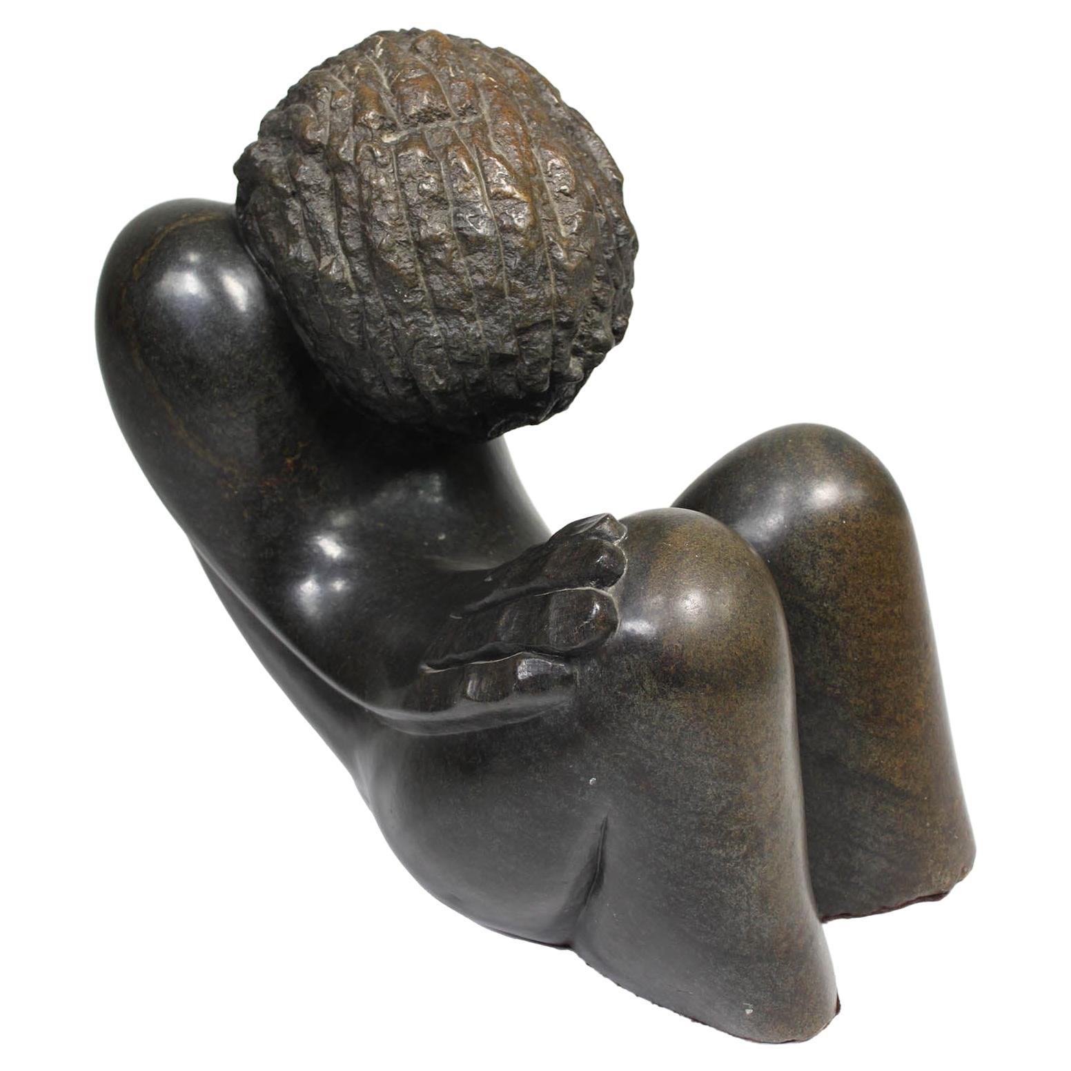 Shona Stone Sculpture "Sheltering Soul"  Norbert Shamuyarira (Zimbabwe, b. 1962) For Sale