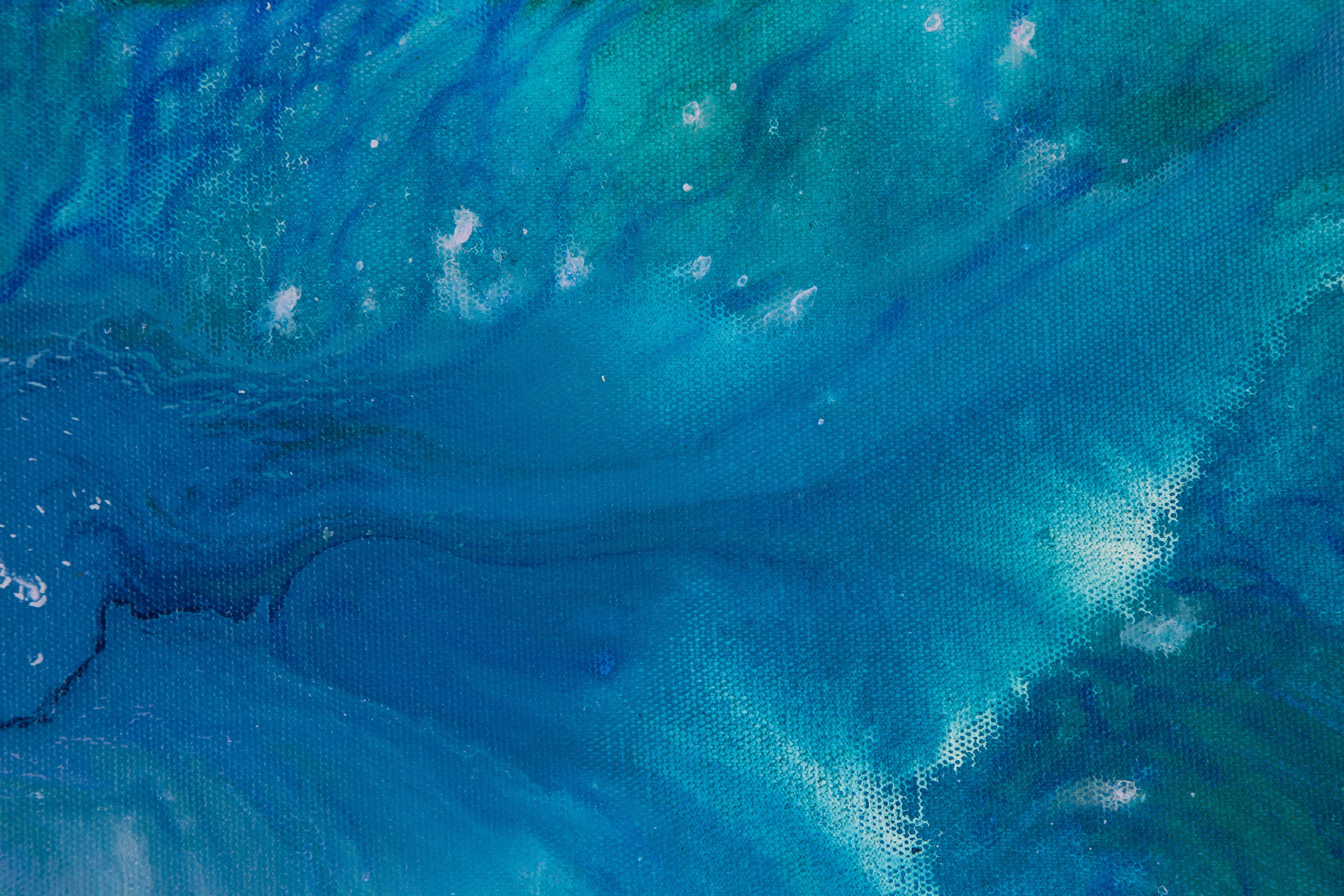Shongzhuang Wu Abstraktes Original Ölgemälde auf Leinwand „Illusion Serie II“ (Blau), Abstract Painting, von  Shongzhuang Wu