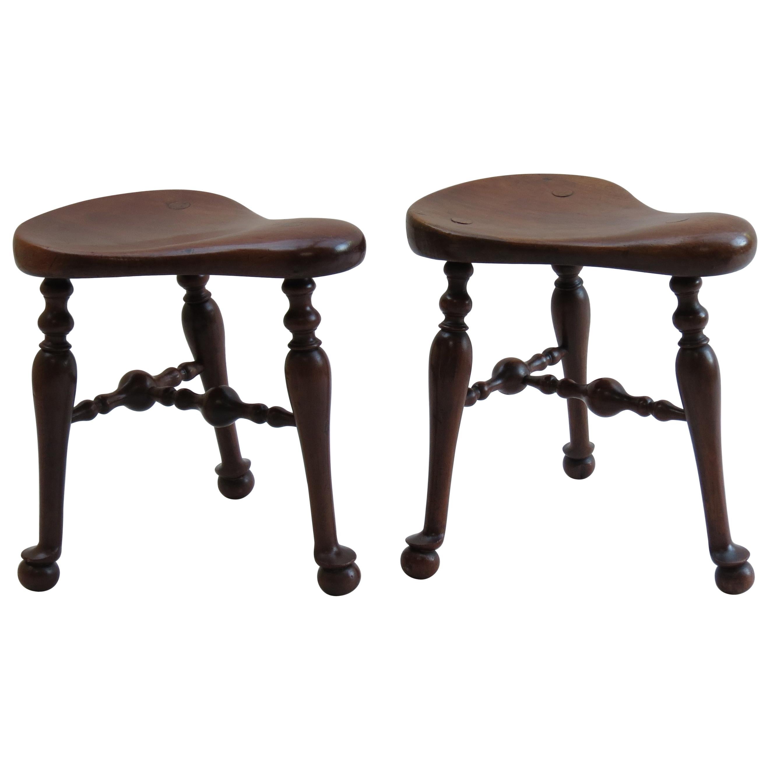 Shoolbred Three Legged Saddle Stool in Walnut