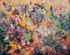 The Story of The Gardens - Painting, Oil, oil stick and oil pastel on canvas