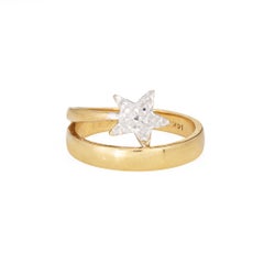 Shooting Star Ring Sz 4 Vintage 14k Yellow Gold Band Celestial Fine Jewelry