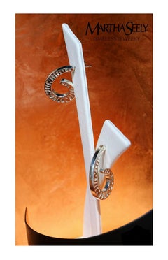 Sterling Silver Shooting Stars Hoop Earrings by Martha Seely, USA