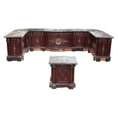 Antique Shop Counter, Mahogany Marble and Bronze, Italy, 19th Century