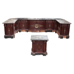 Shop Counter, Mahogany Marble and Bronze, Italy, 19th Century