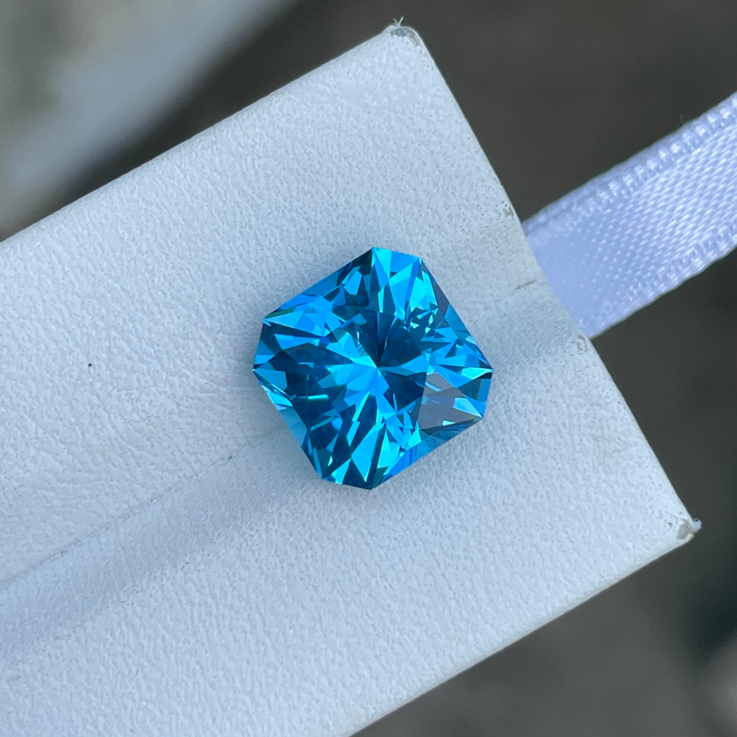 Modern Shop Neon Blue Topaz 6.85 carats Custom Precision Cut Natural Madagascar' Gem For Sale