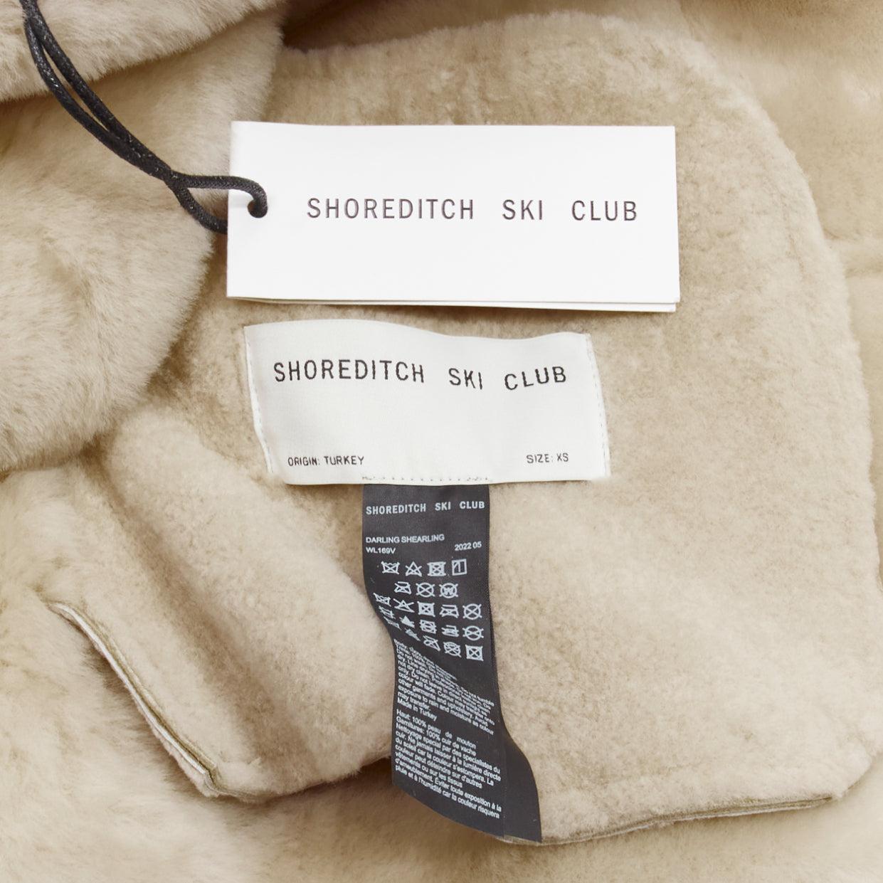 SHOREDITCH SKI CLUB Darling sheepskin suede shearling trim buckle wrap jacket XS 5