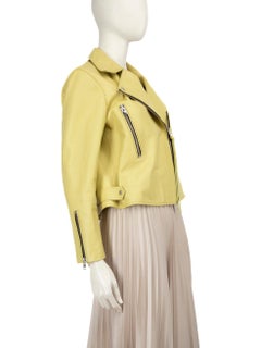 Shoreditch Ski Club Yellow Biker Leather Jacket Size M