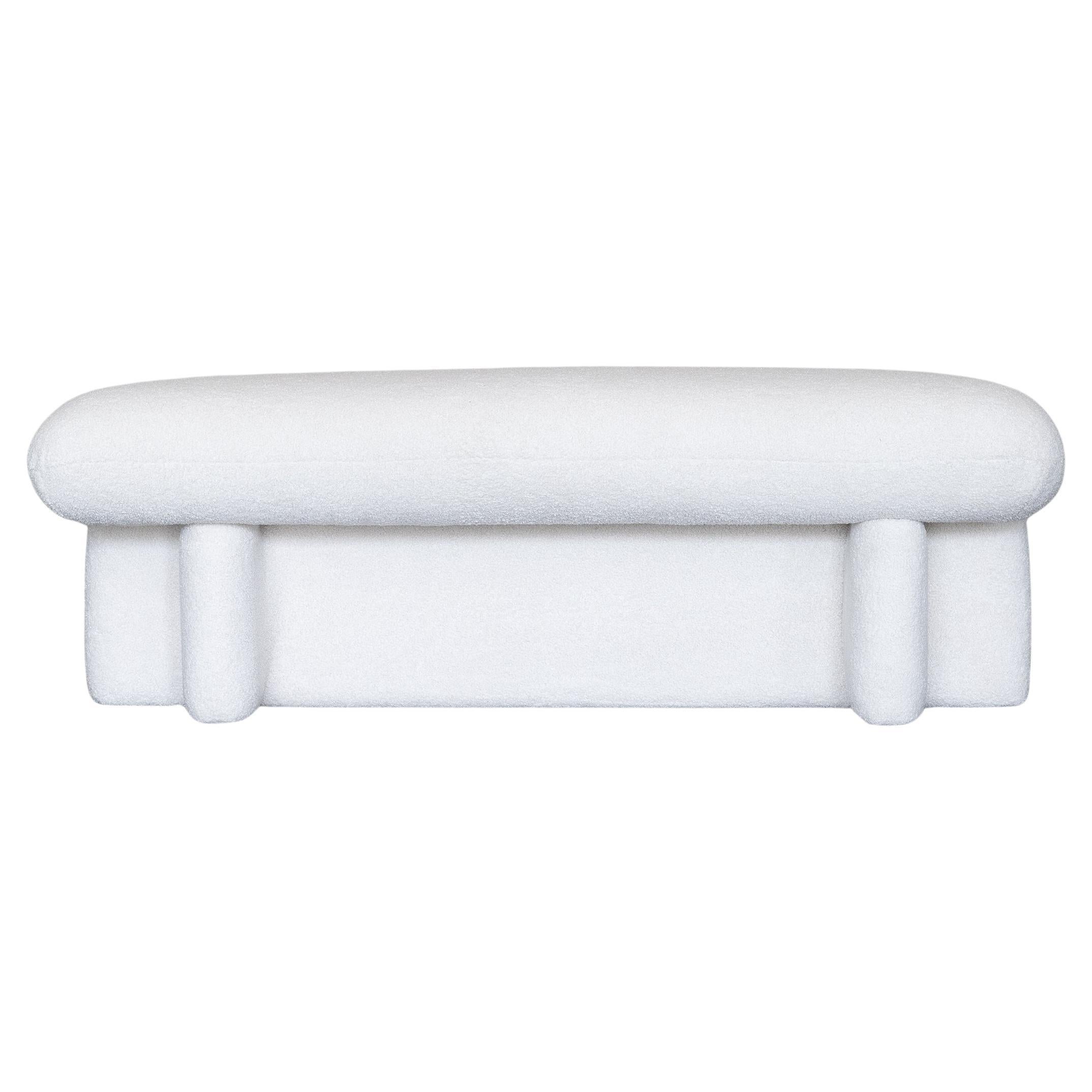 SHORN DINING BENCH - Soft White Calm Boucle by SHO MODERN