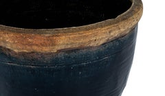 Short Black Glazed Terra Cotta Storage Vase