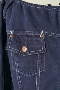Giacca corta in cotone blu con coulisse Junior Gaultier