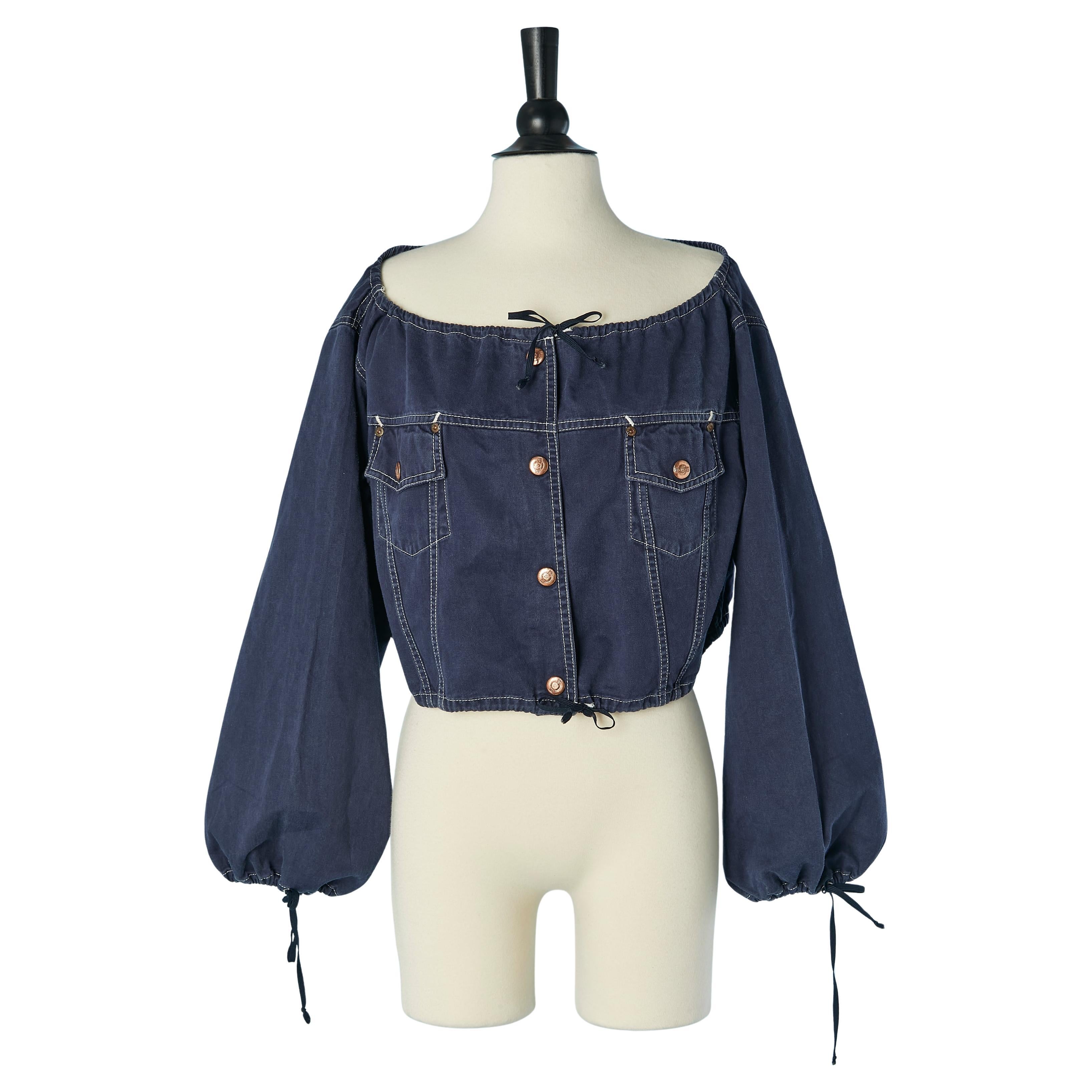 Short blue cotton jacket with drawstring JUNIOR GAULTIER For Sale