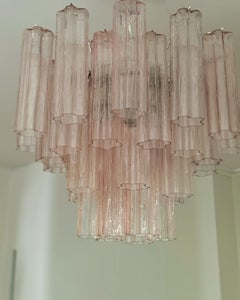 Short Bold Colorful Pink Flush Mount Murano Chandelier * height 1.9 feet / 22.8"