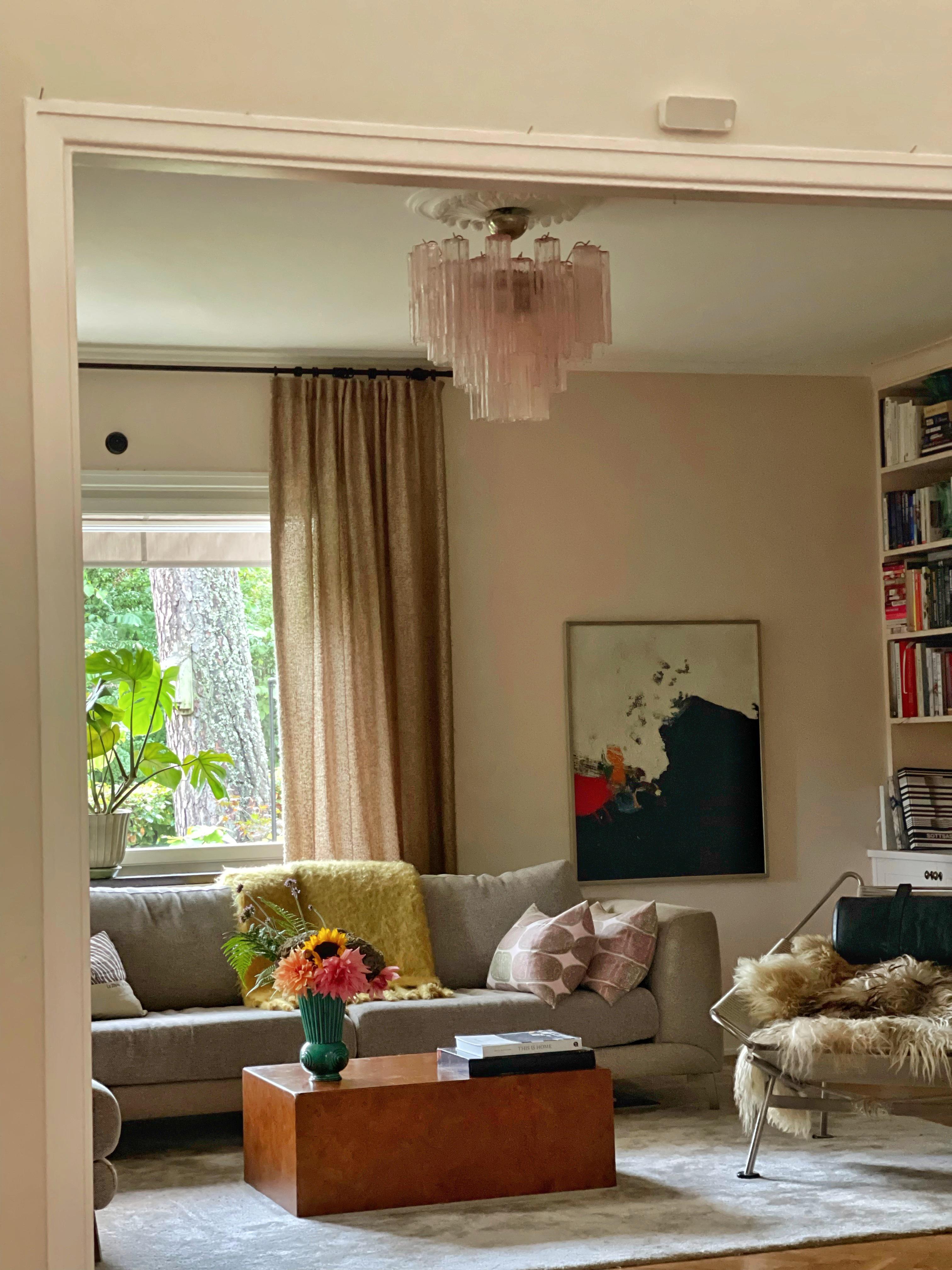 Short Bold Colorful Pink Flush Mount Murano Kronleuchter * Höhe 1,9 Fuß / 22,8