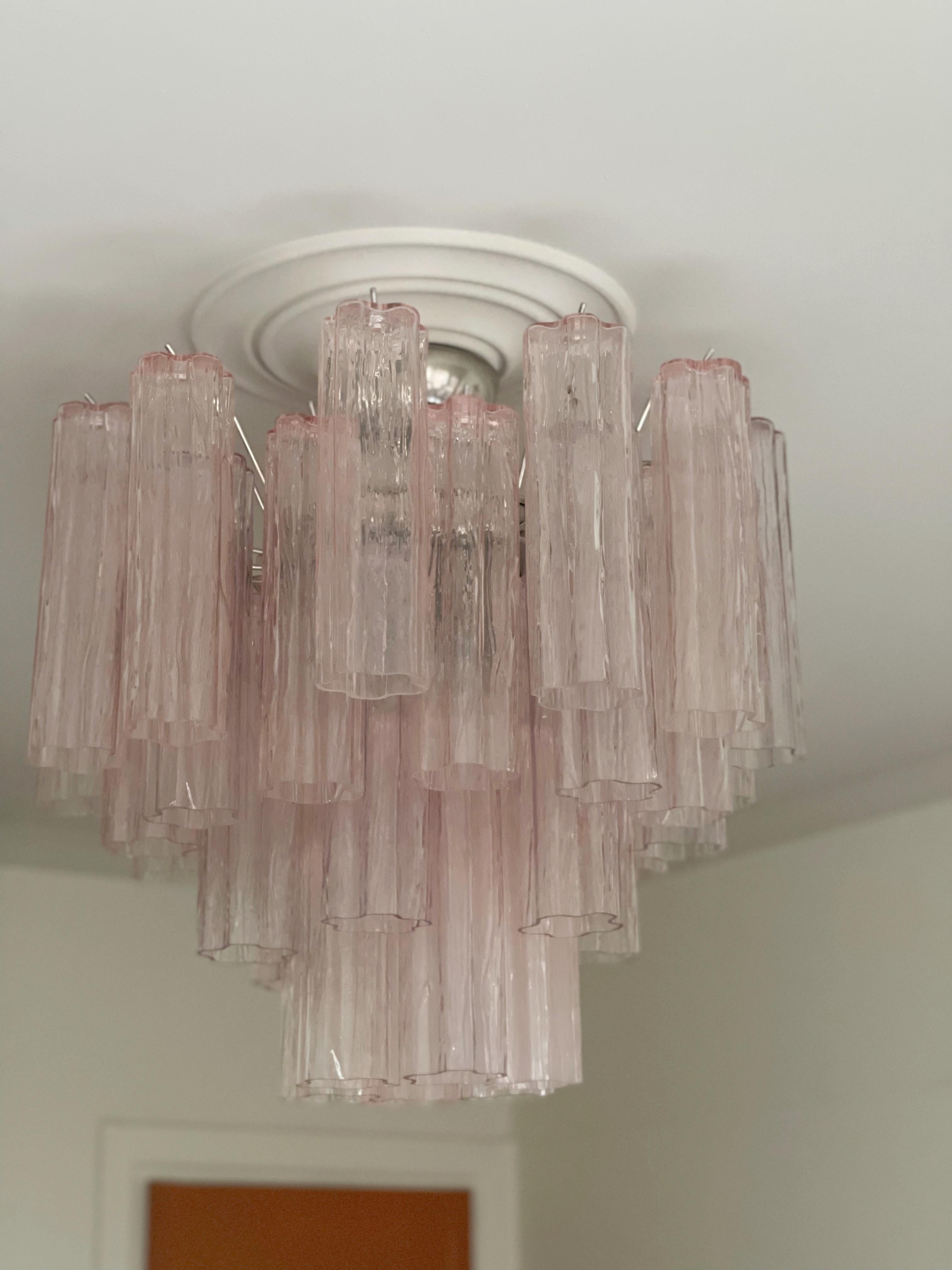 Short Bold Colorful Pink Flush Mount Murano Kronleuchter * Höhe 1,9 Fuß / 22,8