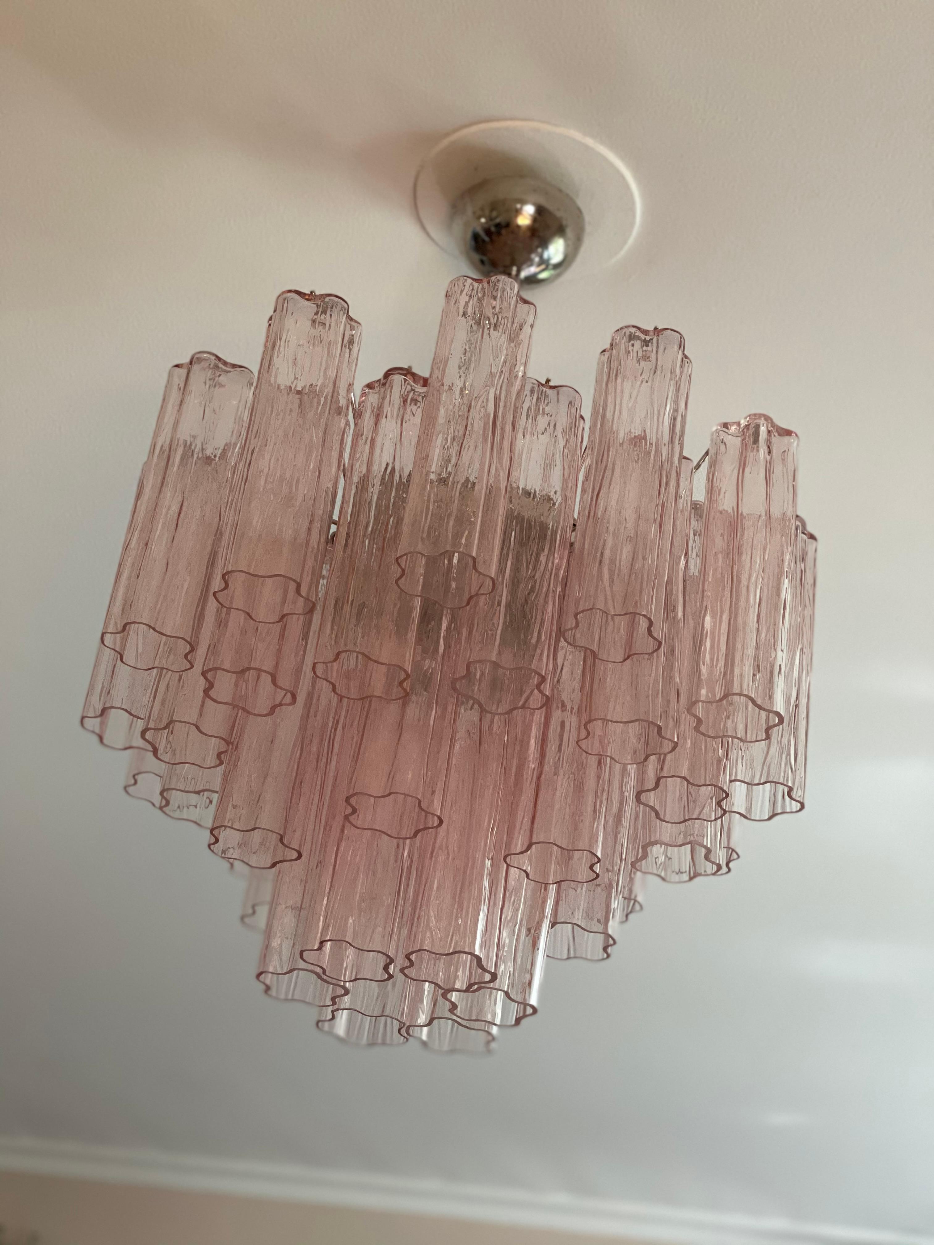 Short Bold Colorful Pink Murano Chandelier * height 2.5 feet For Sale 1