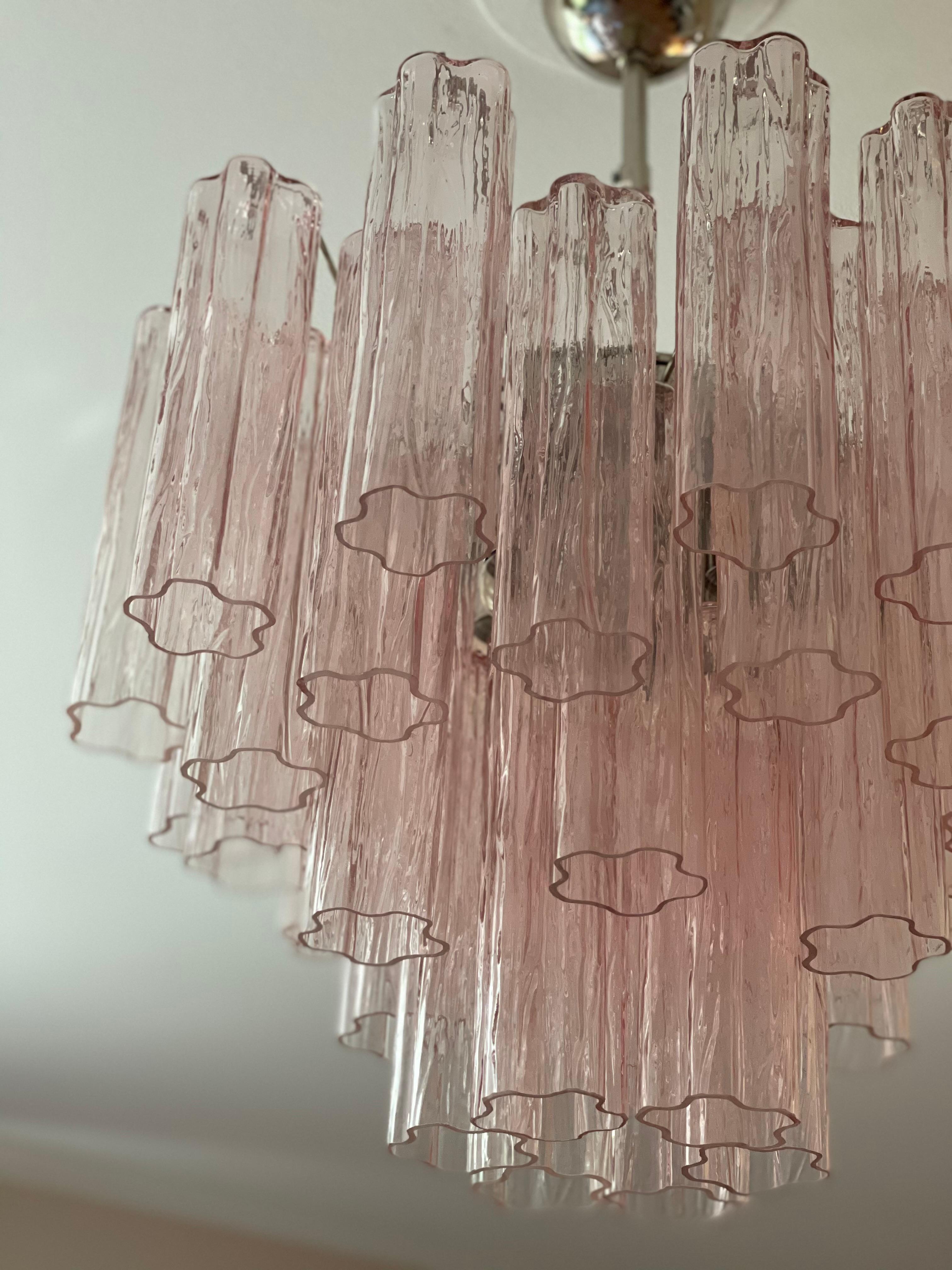Short Bold Colorful Pink Murano Chandelier * height 2.5 feet For Sale 2