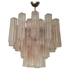 Short Bold Colorful Pink Murano Chandelier * height 2.5 feet