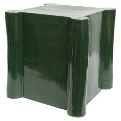 Short Castle Ceramic Side Table & Stool in Chrome Green by BZIPPY