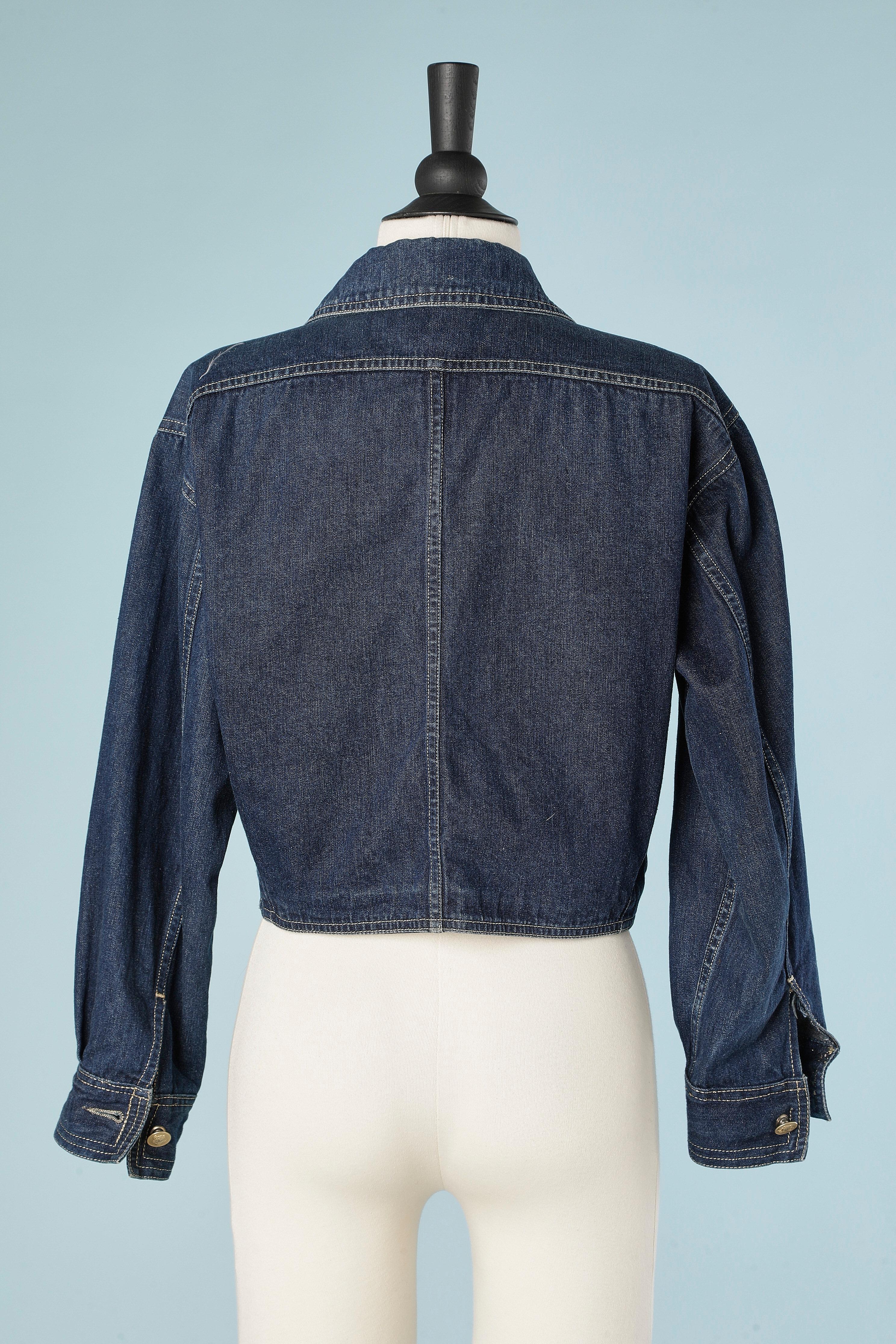 Short denim jacket with branded buttons Versace Jeans Couture  In Excellent Condition In Saint-Ouen-Sur-Seine, FR