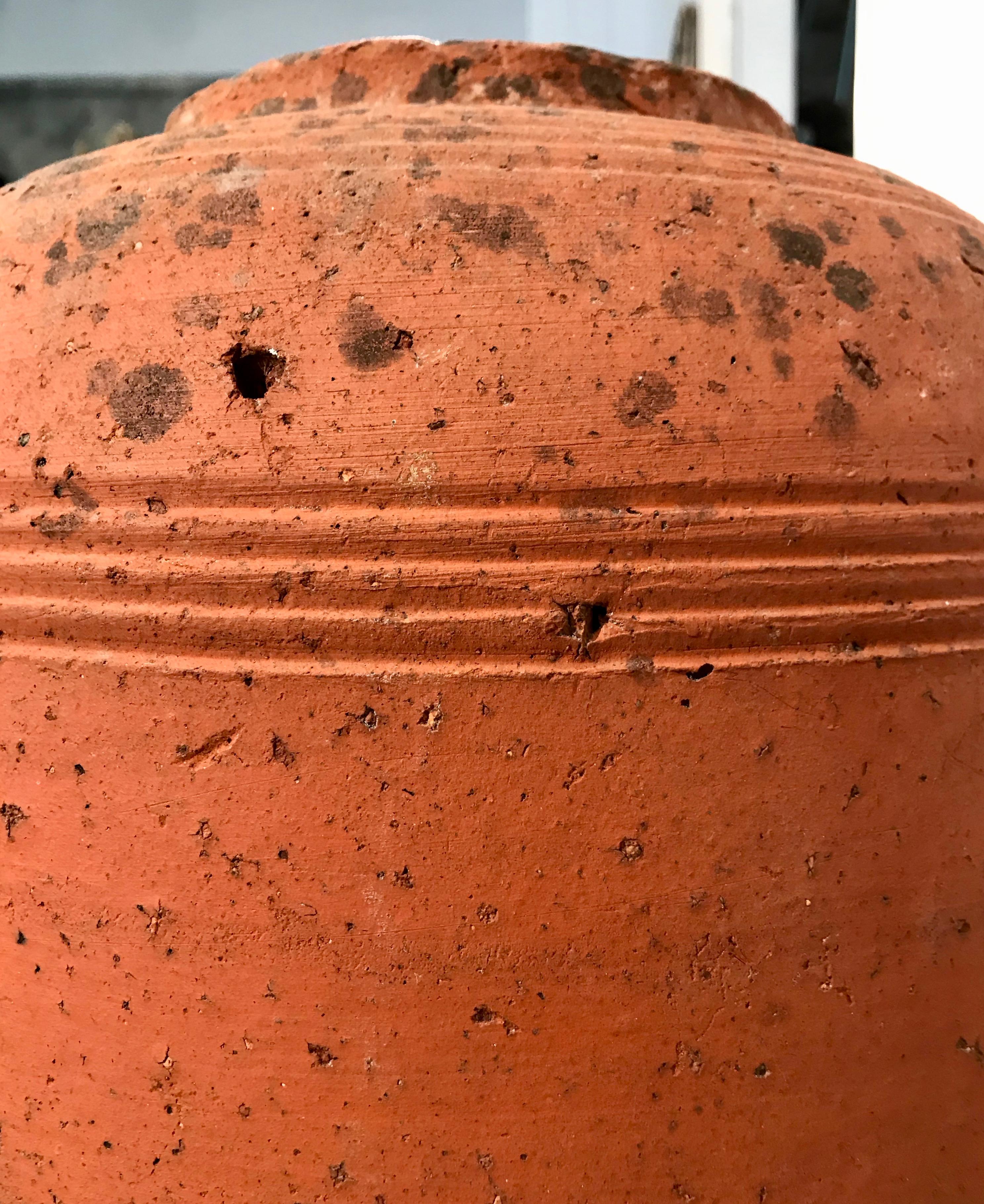 20th Century Short English Terracotta Kale Forcer Pot with Lovely Patina