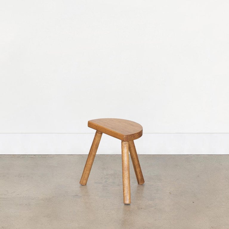 Short French Light Oak Tripod Stool For Sale at 1stDibs