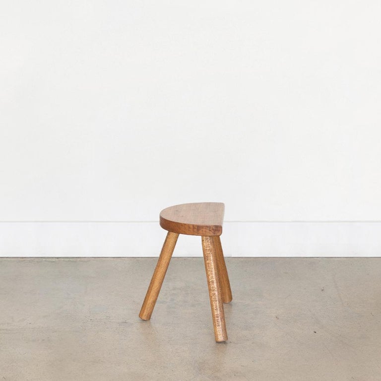 Short French Light Oak Tripod Stool For Sale at 1stDibs