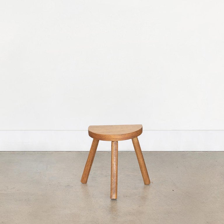 Short French Light Oak Tripod Stool For Sale at 1stDibs