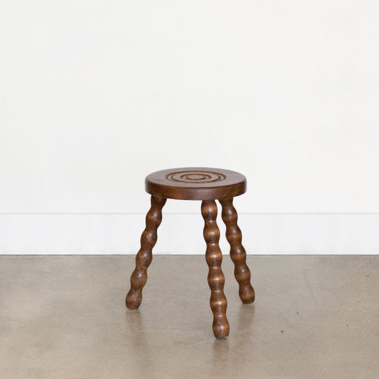 Short French Wood Tripod Stool For Sale at 1stDibs