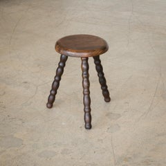 Tabouret tripode court en bois français