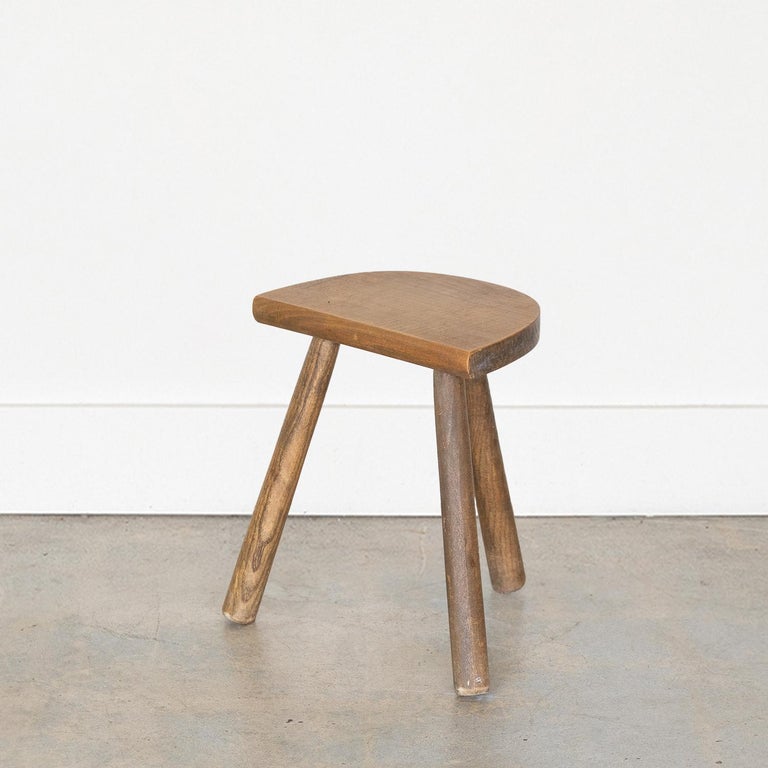 Short French Wood Tripod Stool For Sale at 1stDibs
