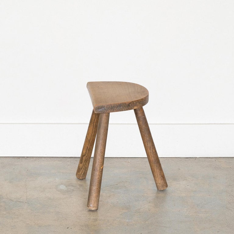 Short French Wood Tripod Stool For Sale at 1stDibs