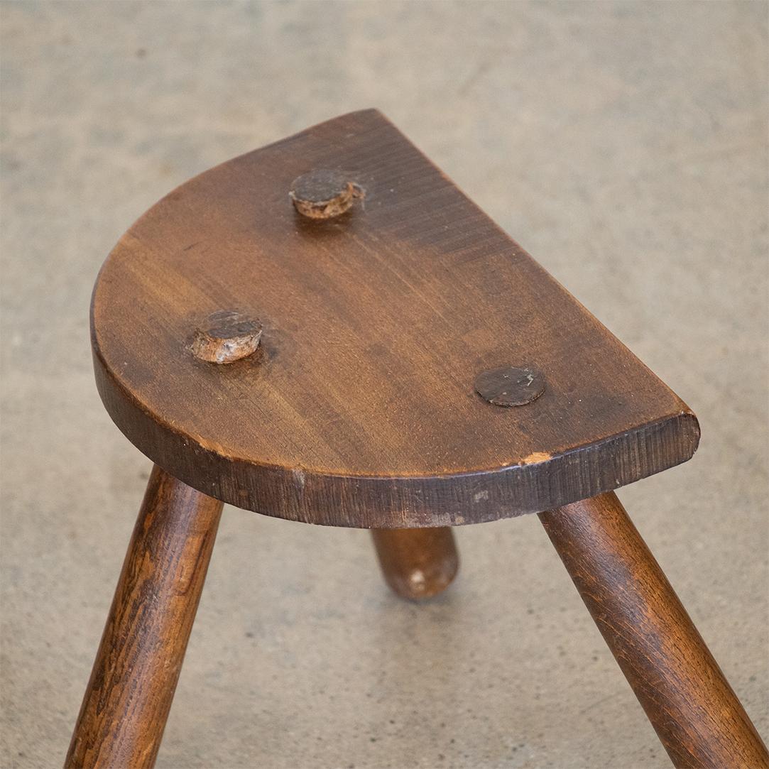 Short French Wood Tripod Stool In Good Condition In Los Angeles, CA