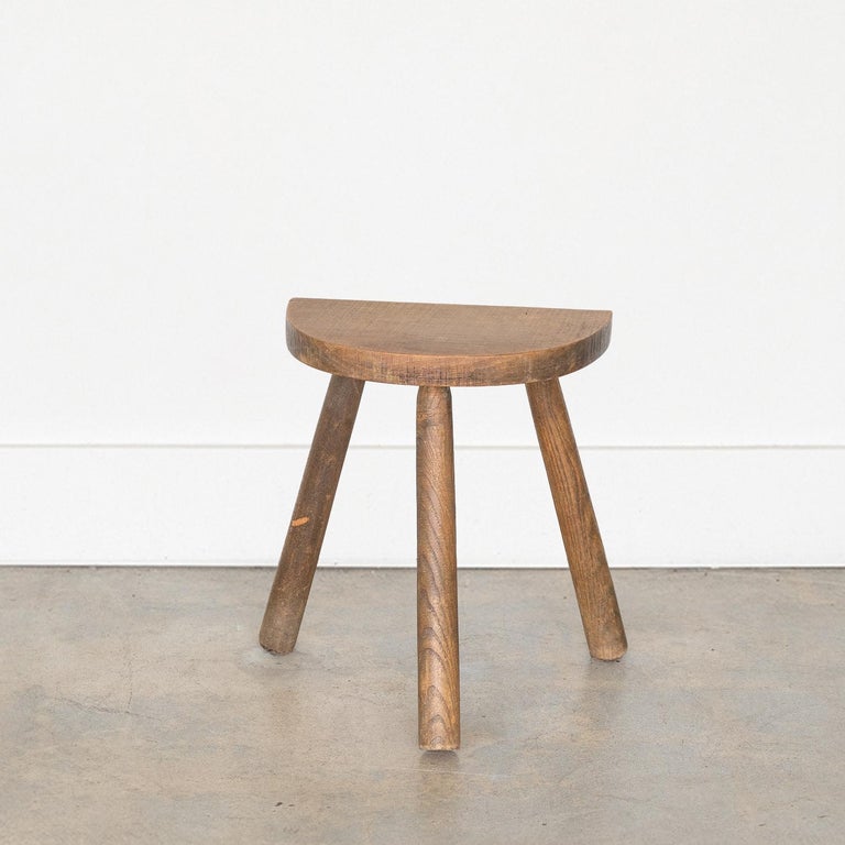 Short French Wood Tripod Stool For Sale at 1stDibs