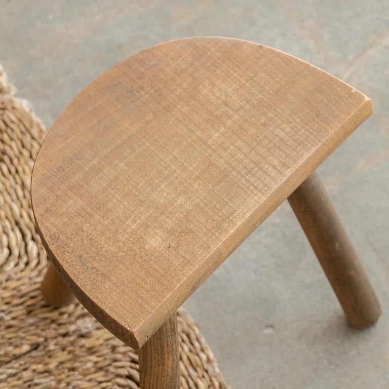 Short French Wood Tripod Stool For Sale at 1stDibs