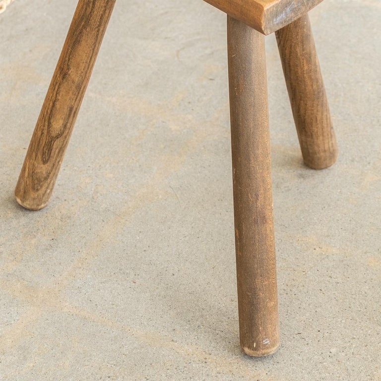 Short French Wood Tripod Stool For Sale at 1stDibs