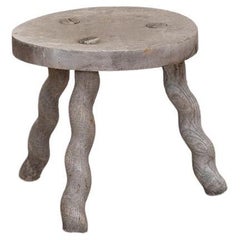 Short French Wood Tripod Stool