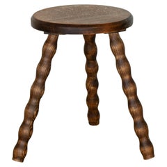 Short French Wood Tripod Stool