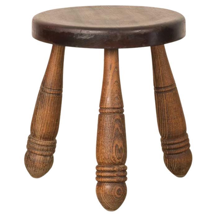 Sgabello francese corto a treppiede in Wood