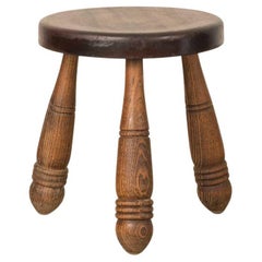 Vintage Short French Wood Tripod Stool