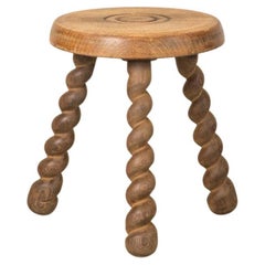 Vintage Short French Wood Tripod Stool