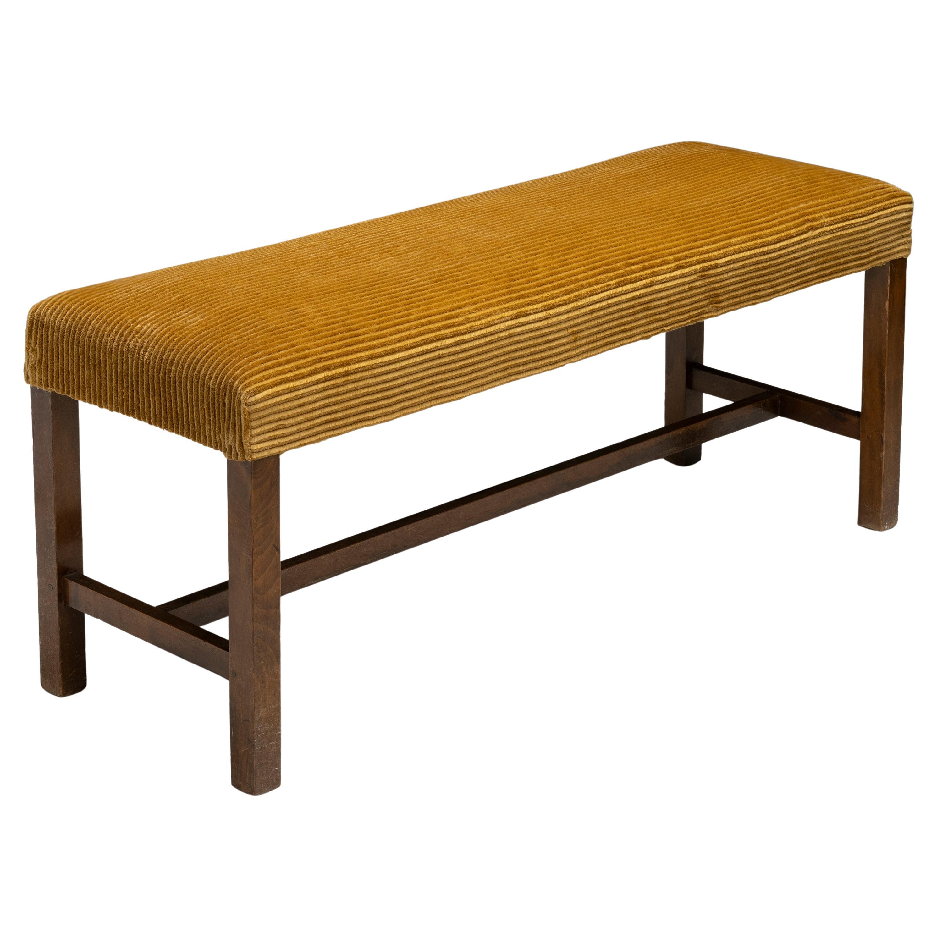 Short Hall Bench en velours BDDW, Angleterre 1900
