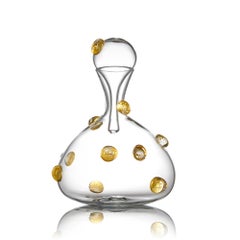 Short Handblown Glass Wine Decanter with Raised Gold Dots by Vetro Vero