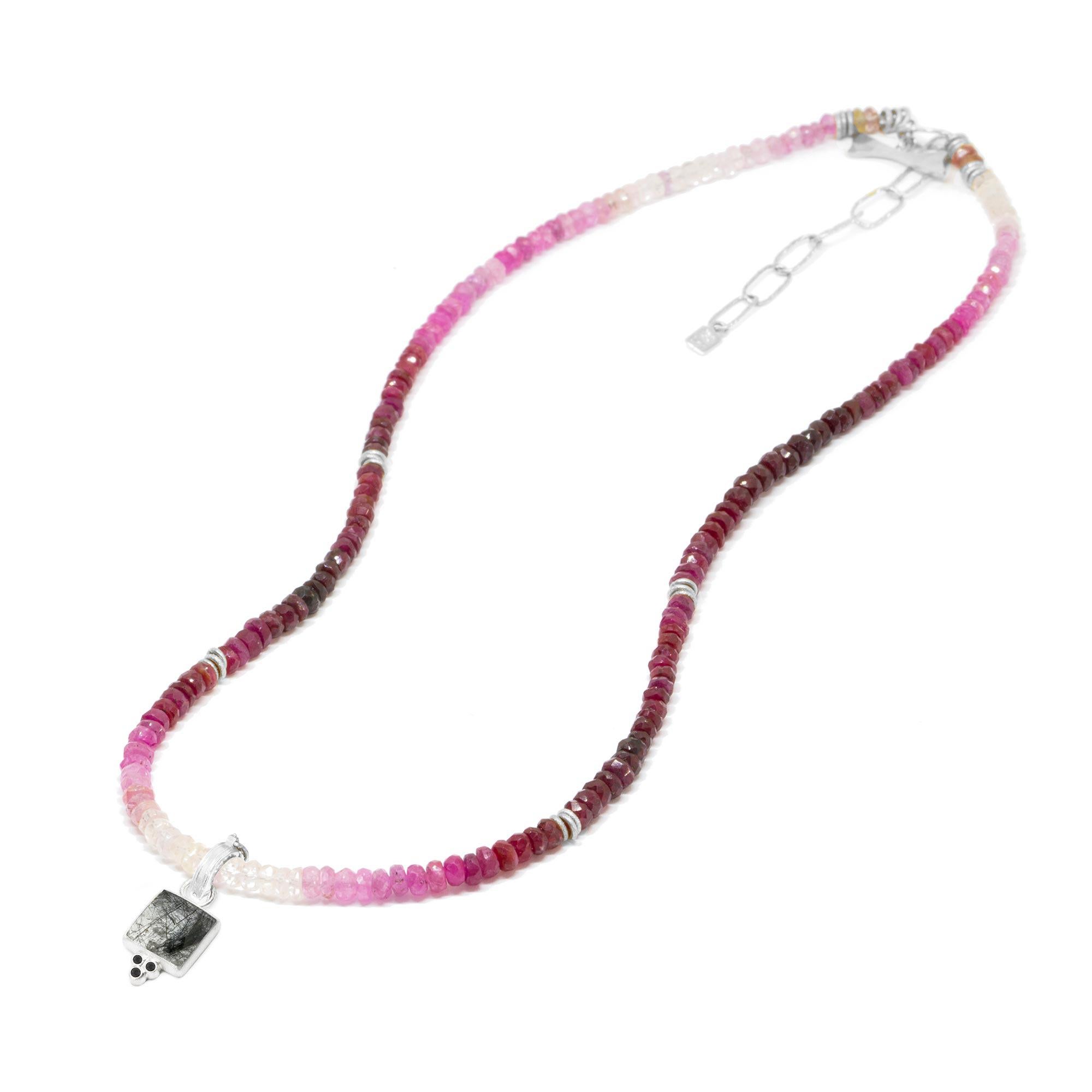 Contemporary Short Heritage Ruby Silver Necklette For Sale
