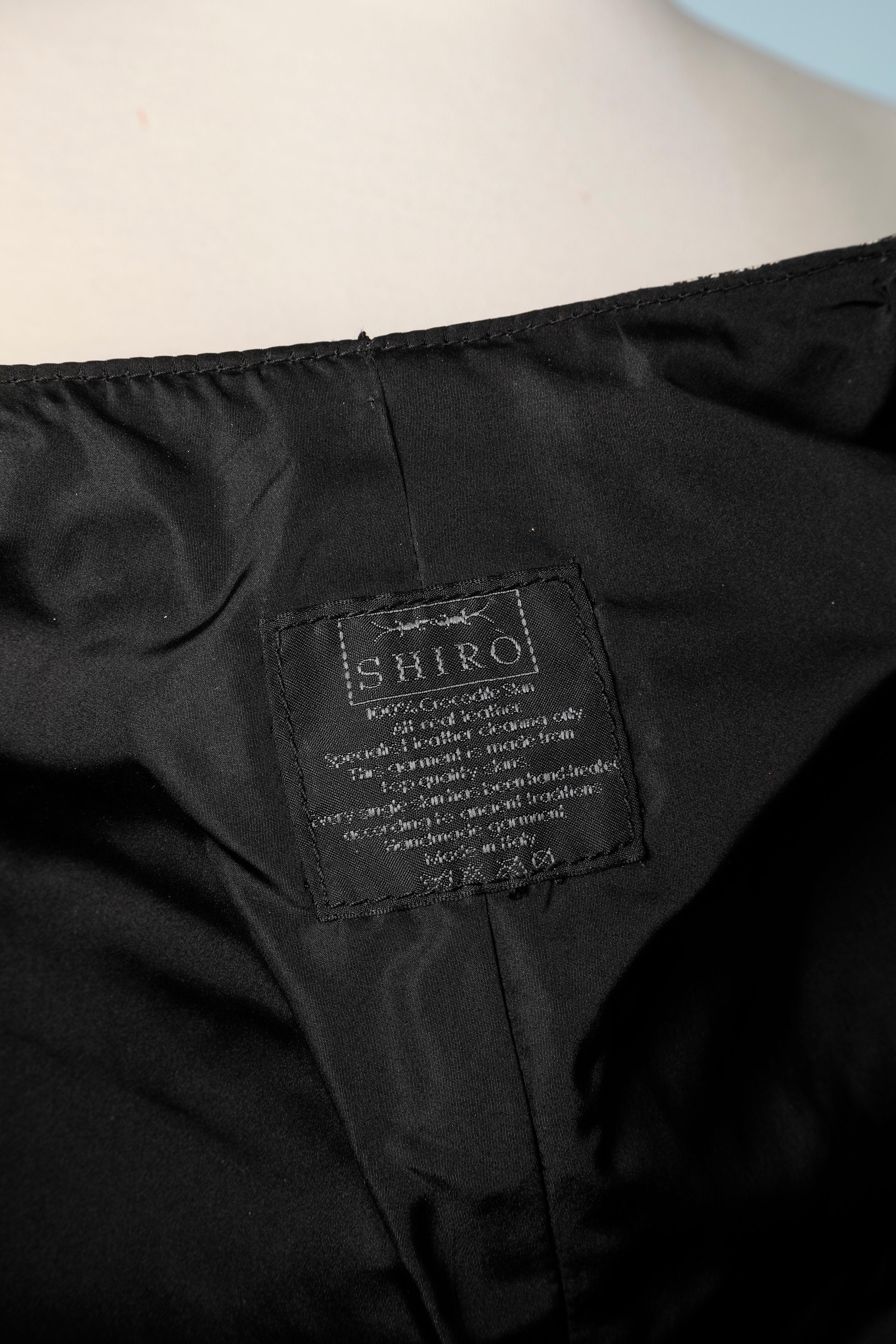 Women's Short jacket in black and ecru cracked crocodile Shiro