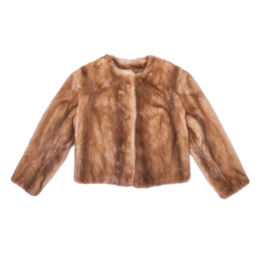 Women's Short Jacket In Tawny Mink Choker