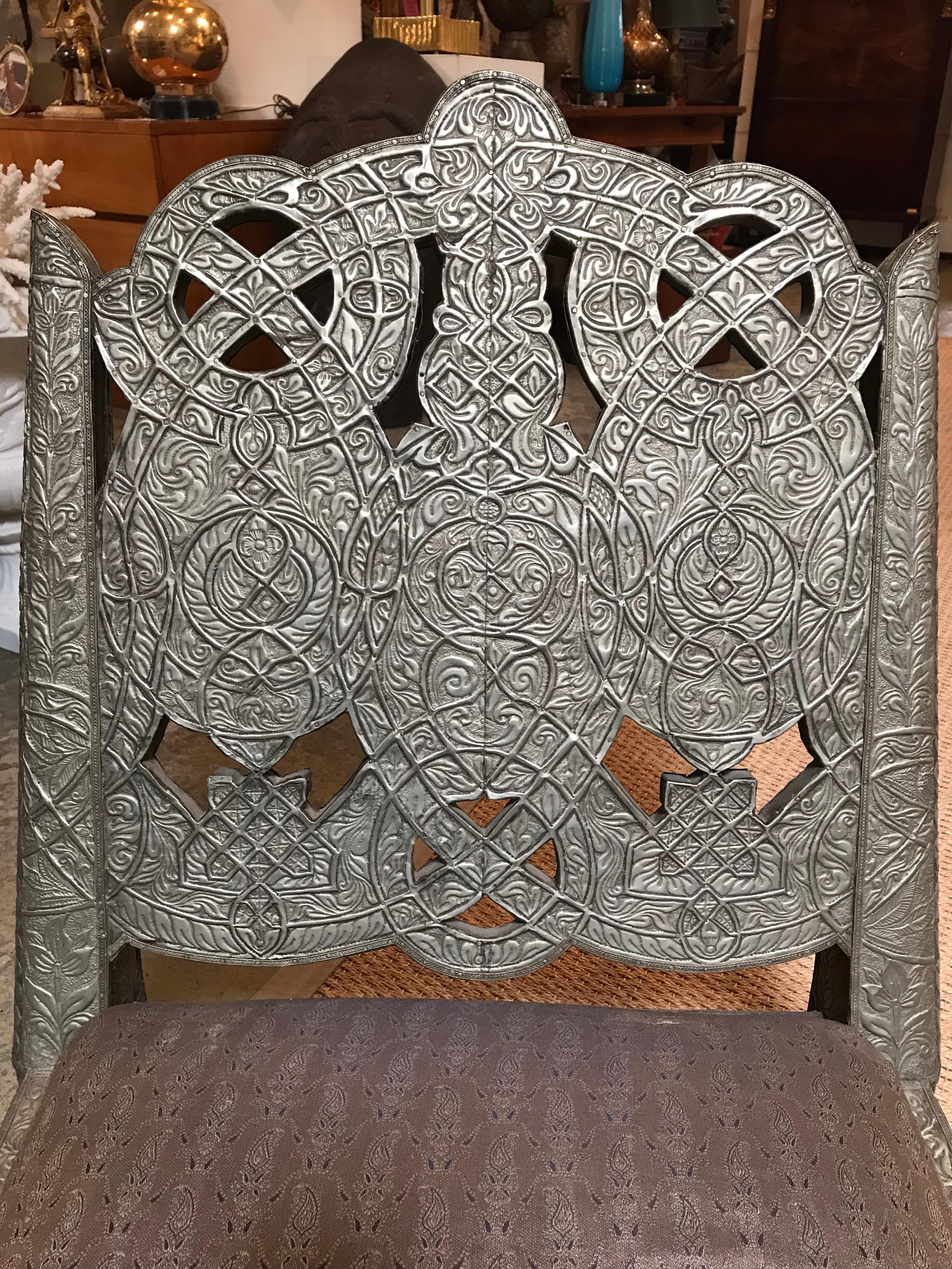 Metal Short Maharaja Repousse Chair For Sale