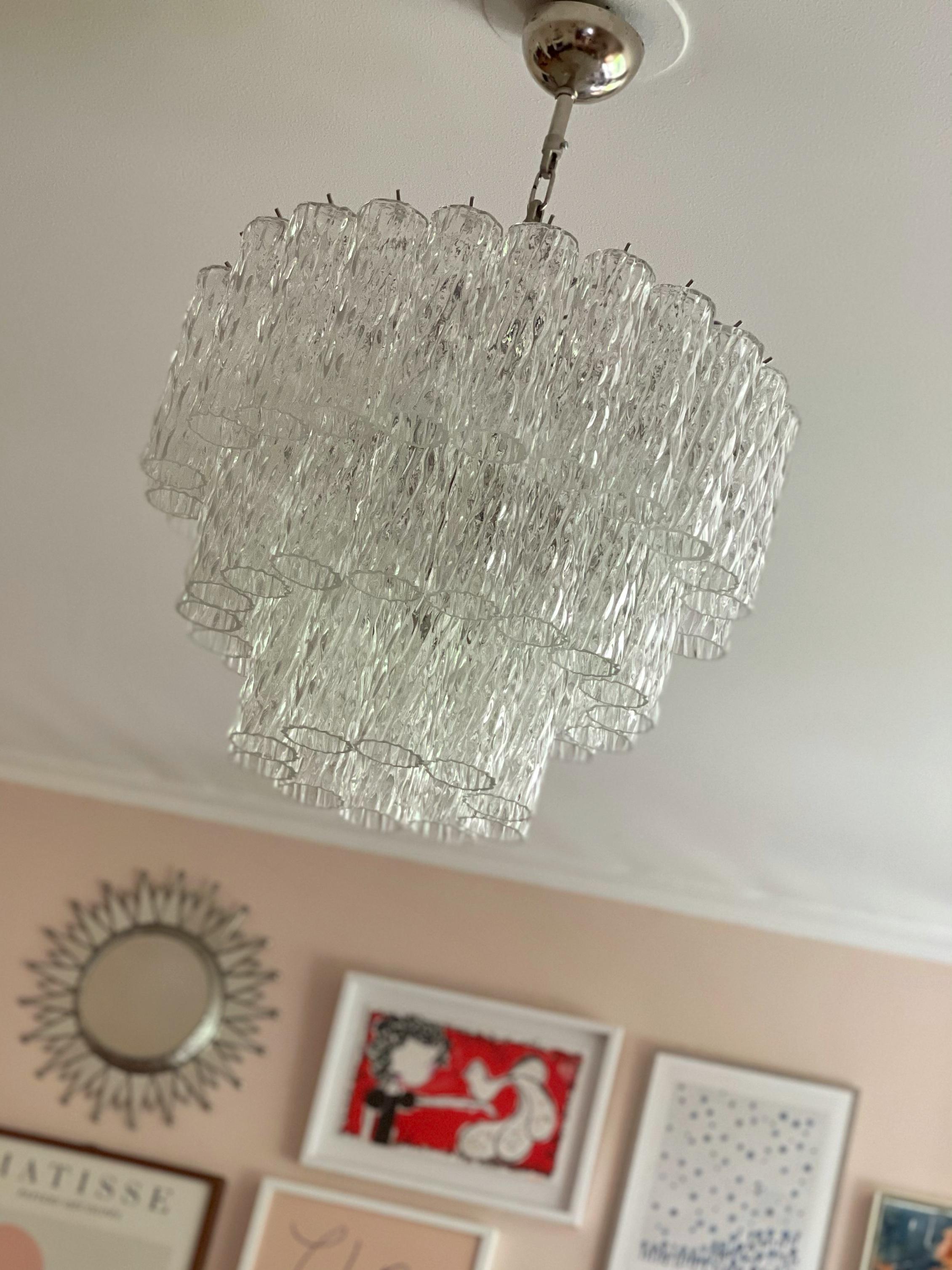 Mid-Century moderno Lampadario corto di Murano nello stile di Venini in vendita