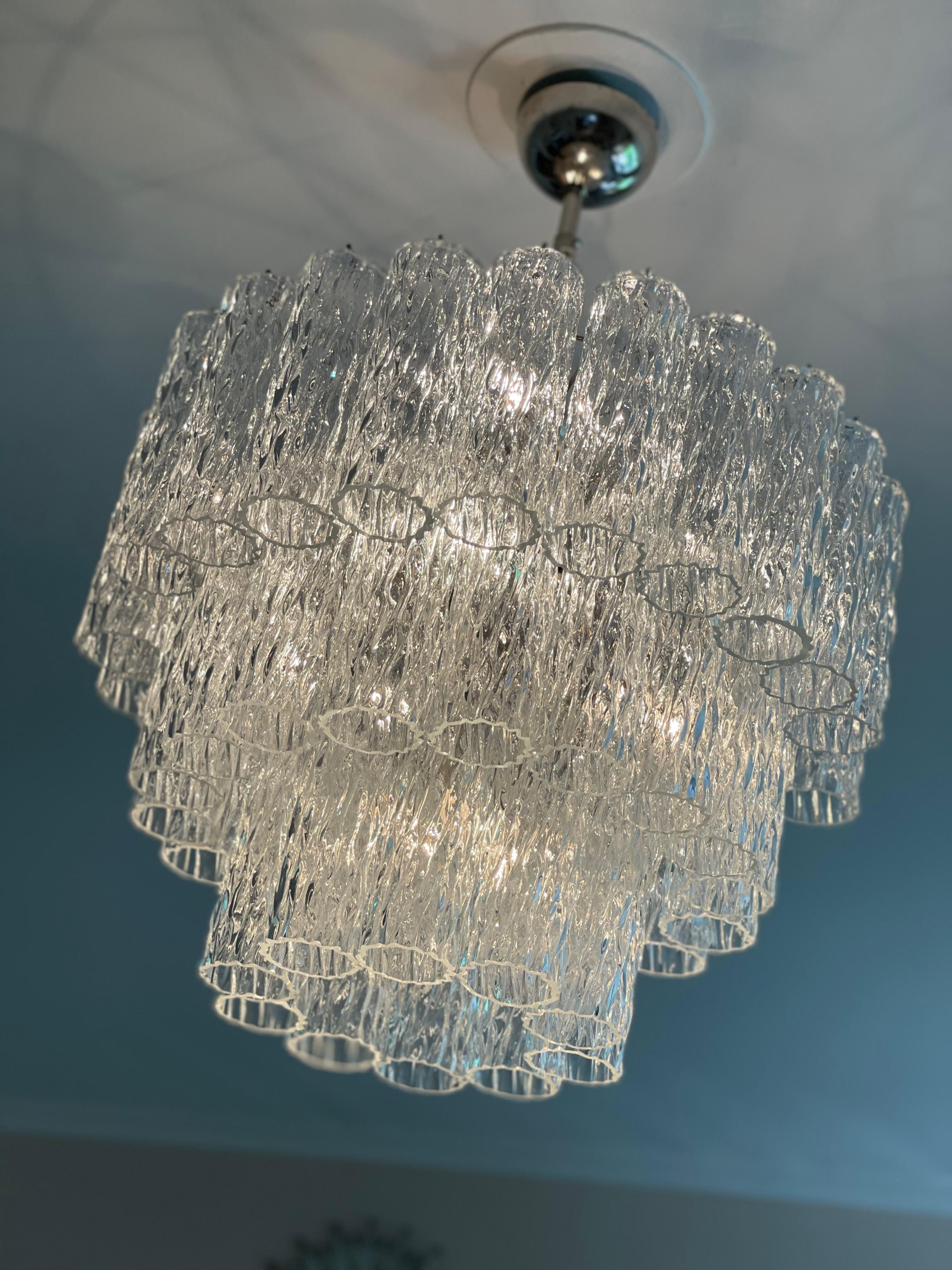 Lampadario corto di Murano nello stile di Venini in vendita 2