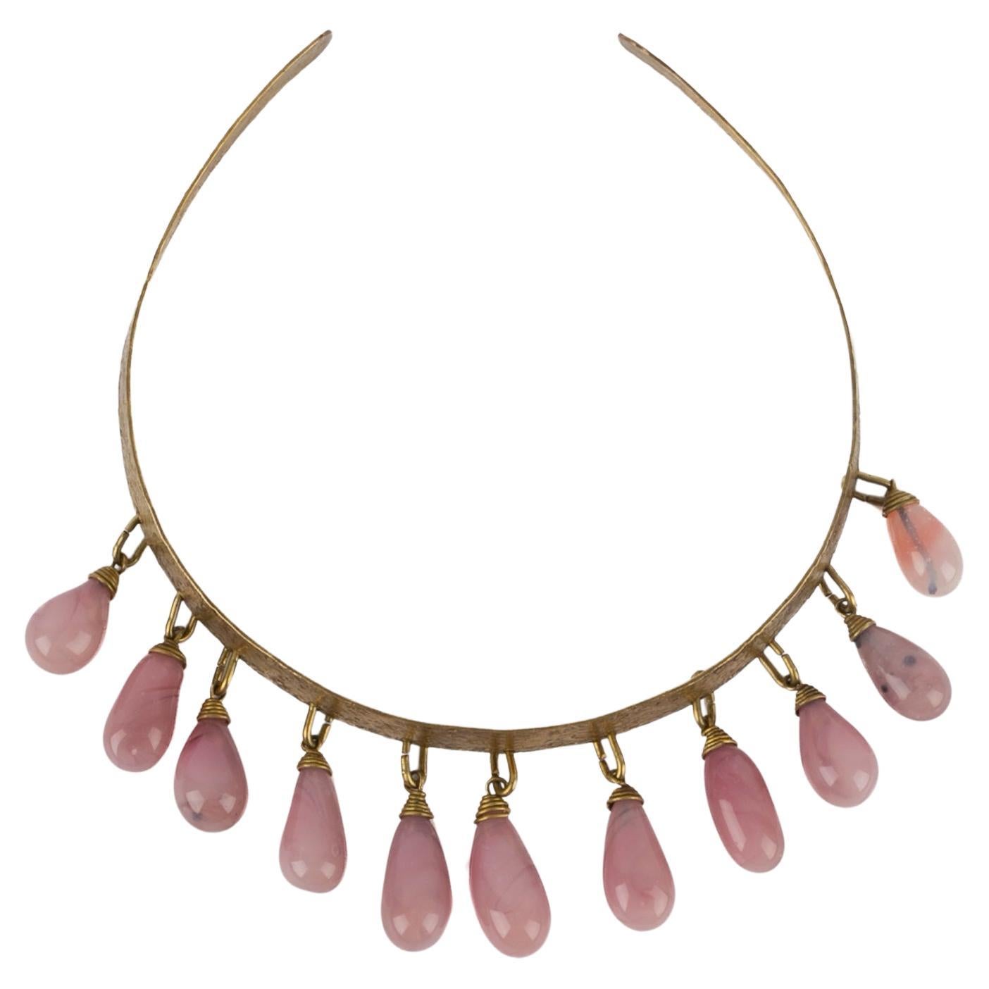 Collana corta con perle rosa anni '20 in vendita